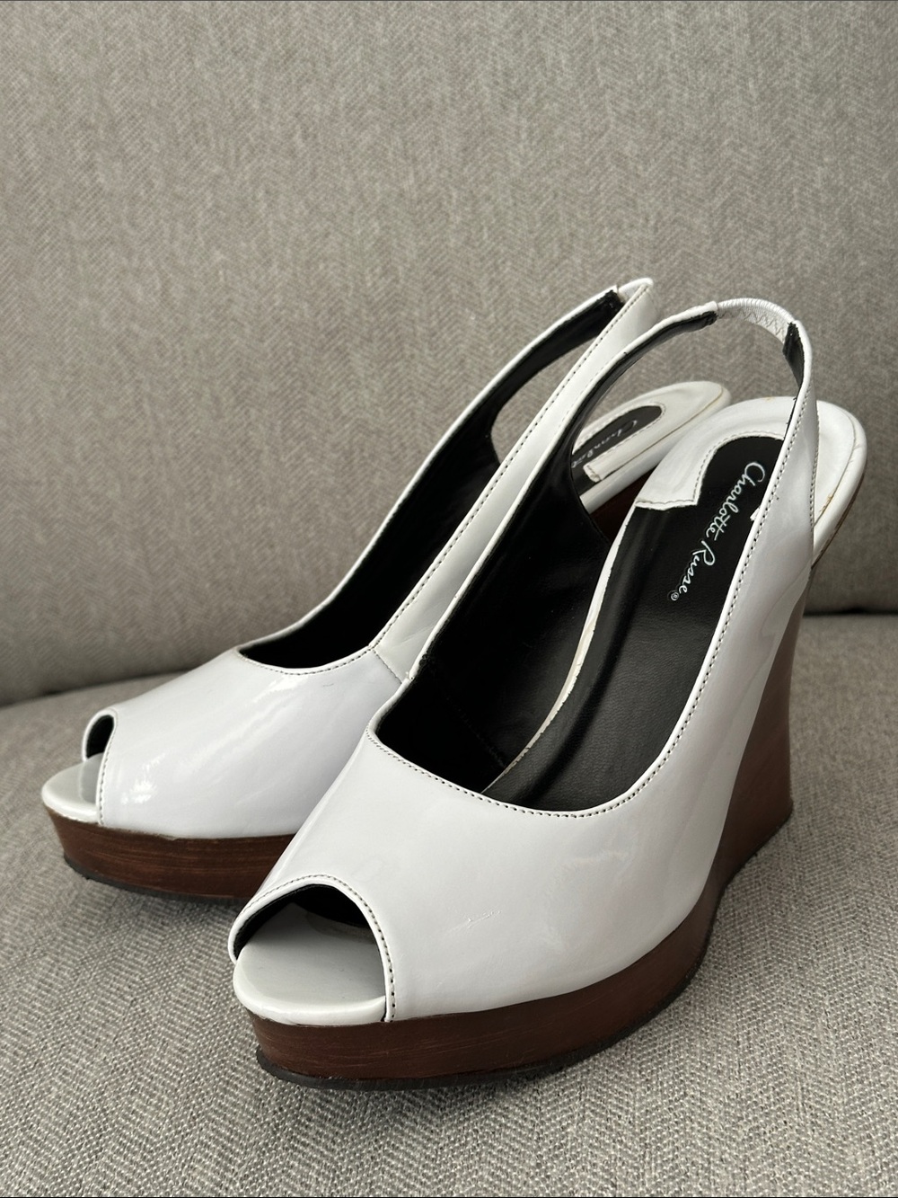 Aldo White Peep-Toe Wedge Sandals
